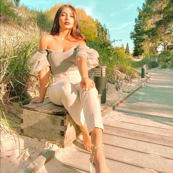 NWT Zara Blogger Fav Green Gray Organza Crop Top - Picture 12 of 16